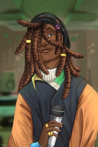 Rodwig painting with mic