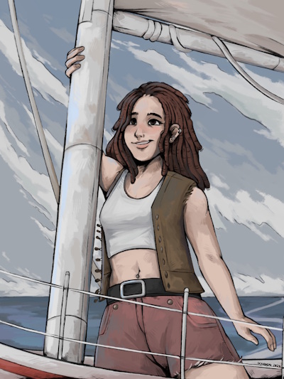 commission for auri on a boat at sea